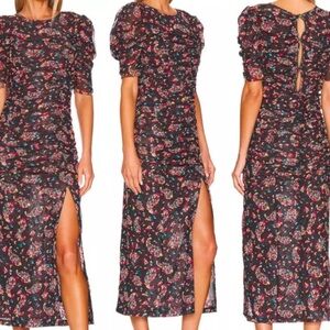 Free People FP Briella Midi Mesh Ruched In Twilight Dress Size Medium